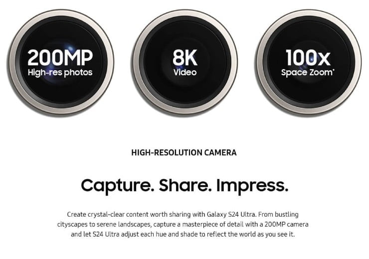 Samsung Galaxy S24 Ultra Camera Specification